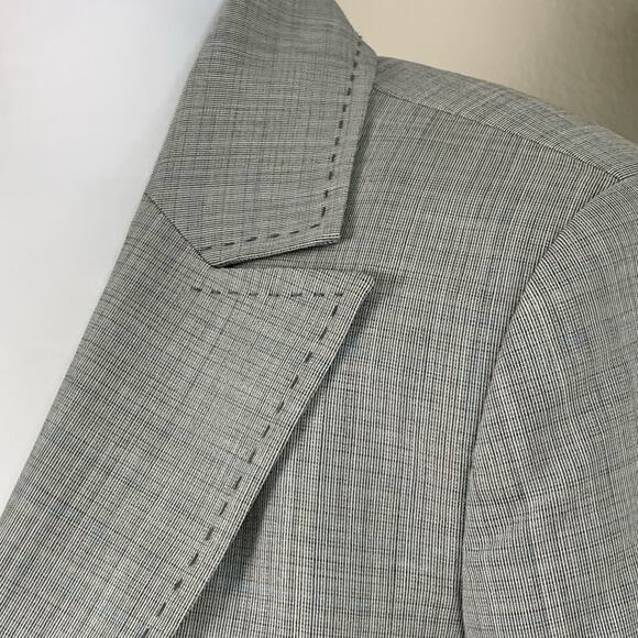 Classiques Entier Size 6 Wool Blend Stitched Blazer Jacket Gray Office Career - Picture 4 of 10
